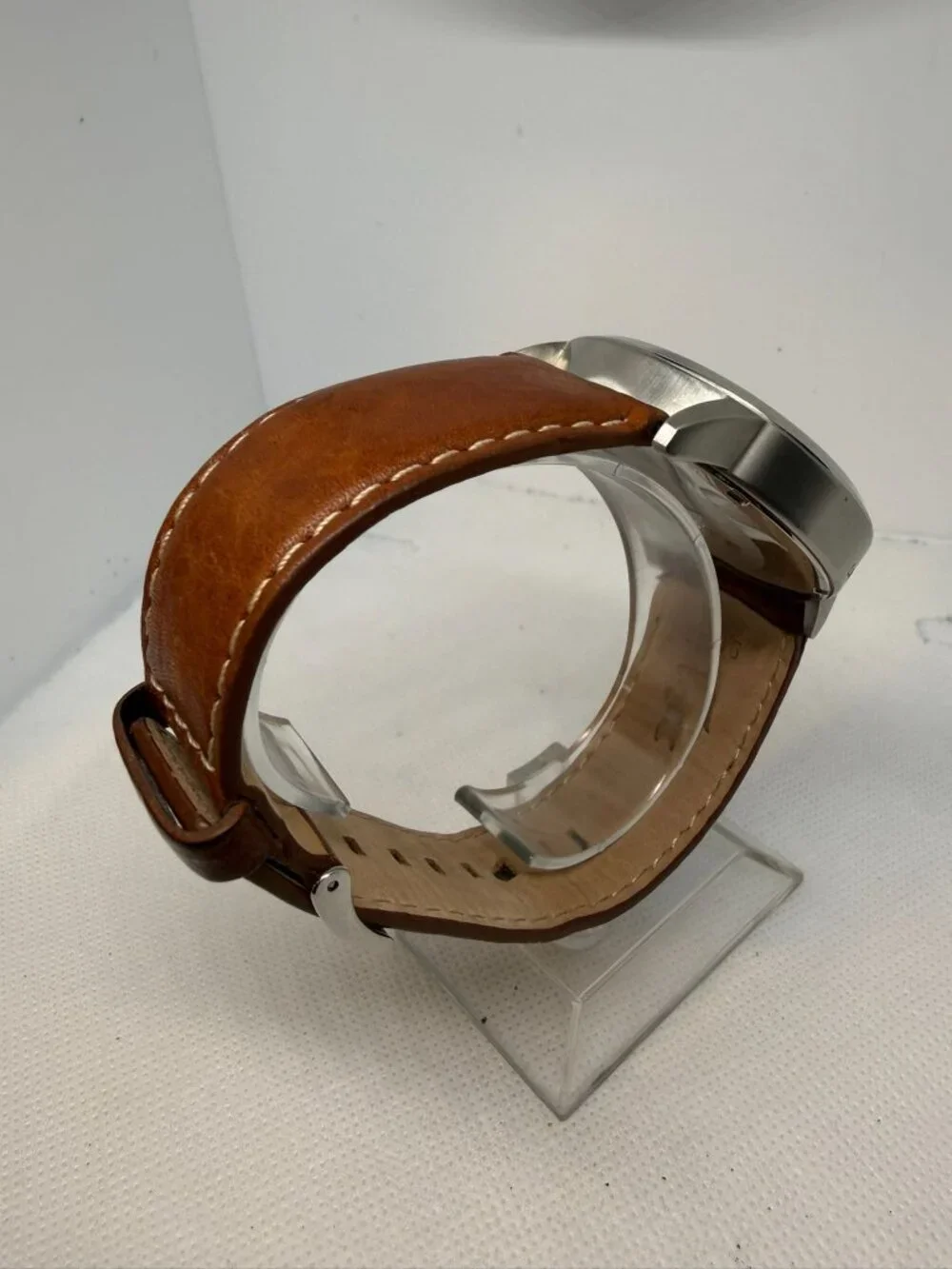 Lacoste Barcelona 2010498 Men's 44mm Cream Dial Brown Leather Quartz Watch - Picture 6 of 13
